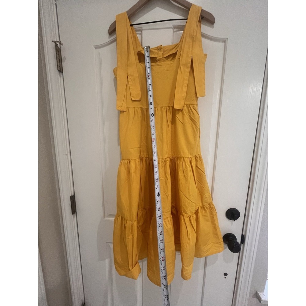 Who What Wear Dress Small Womens Yellow Maxi Button Down Tiered Shoulder Tie - Picture 4 of 5